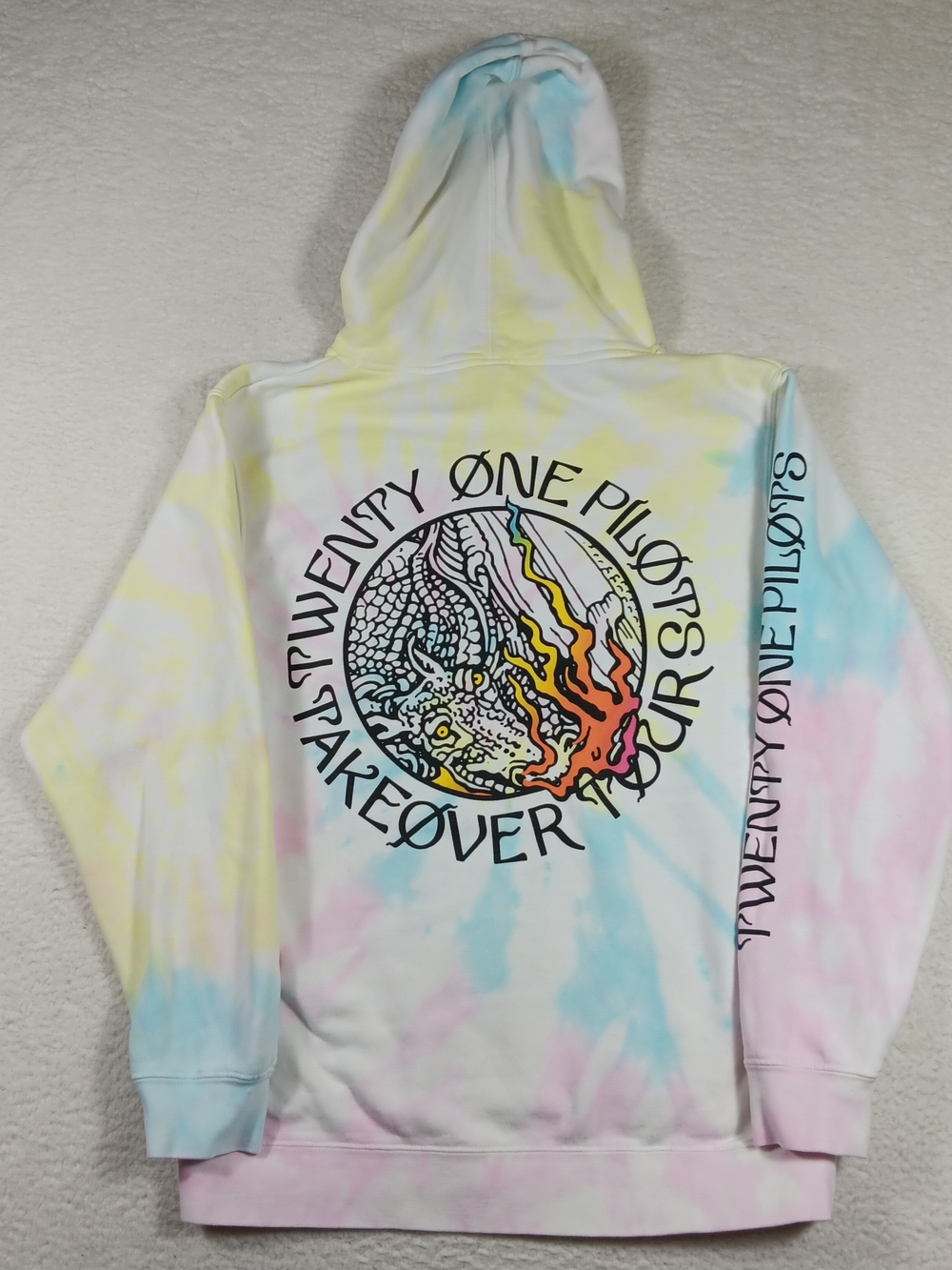 Twenty One Pilots Hoodie Adult Large Takeover Tour Tie Dye Dragon Graphic - Picture 2 of 13